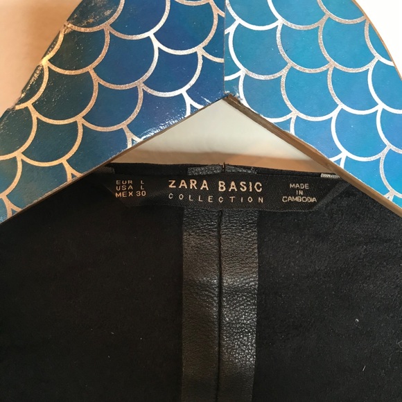 Zara Faux Leather Draped Open Front Jacket - Picture 6 of 8